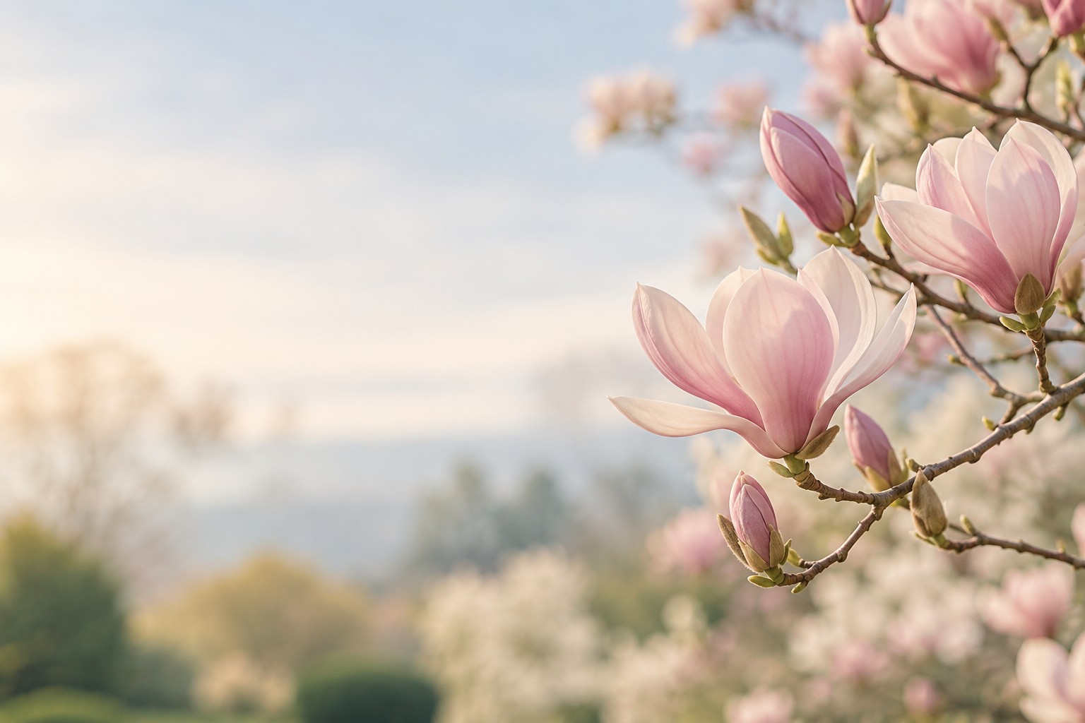Soft pink magnolia blossoms